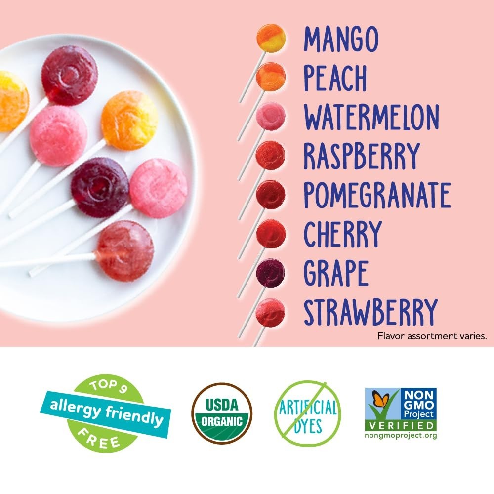 Individually Wrapped Fruit-Flavored Lollipops – Gluten-Free & Non-GMO, 60 Count