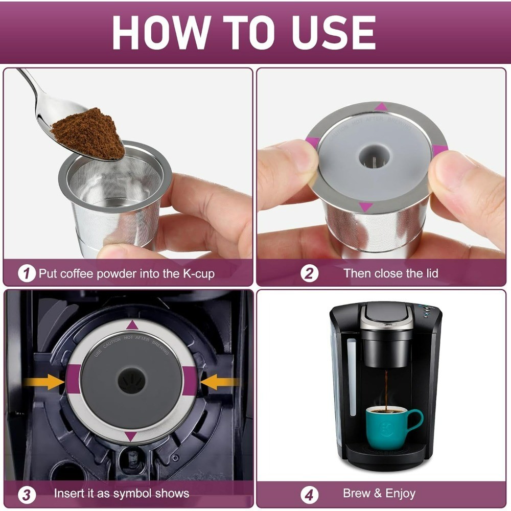 Universal Reusable K Cups Stainless Steel Refillable Coffee Pods for 2.0