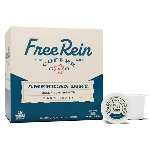 Free Rein Coffee Company, American Dirt Dark Roast Coffee K-Cup Pods, 18 Count