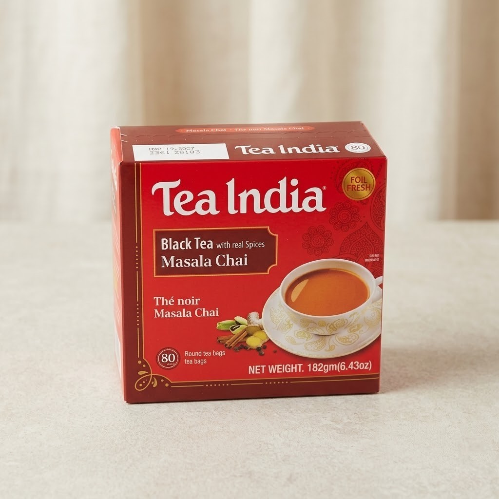 Tea India Masala Chai Black Tea – Real Spices Blend, 80 Tea Bags