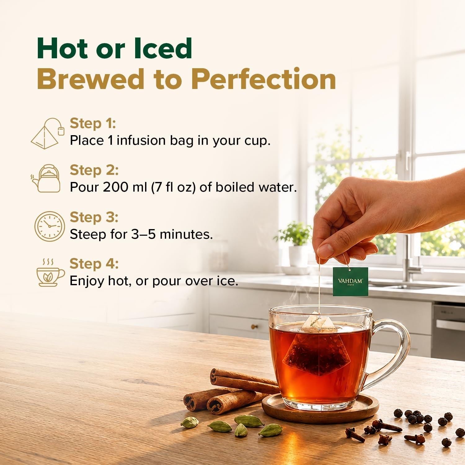 India’s Original Masala Chai Tea Bags (100 Count) No Added Flavoring | Blended