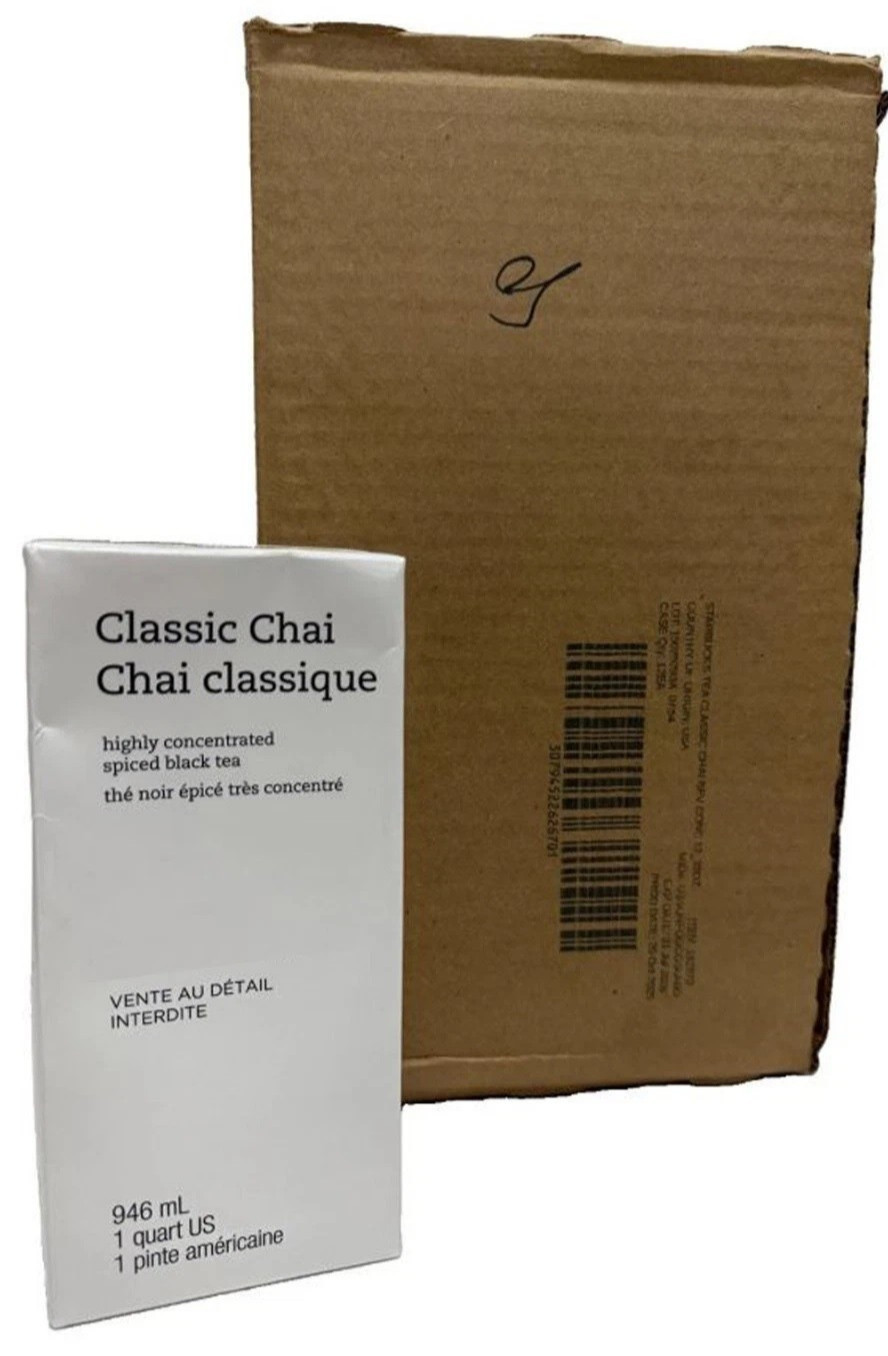 Classic Chai Spiced Black Tea Concentrate 12-Pack Quarts 32 oz each, Starbucks