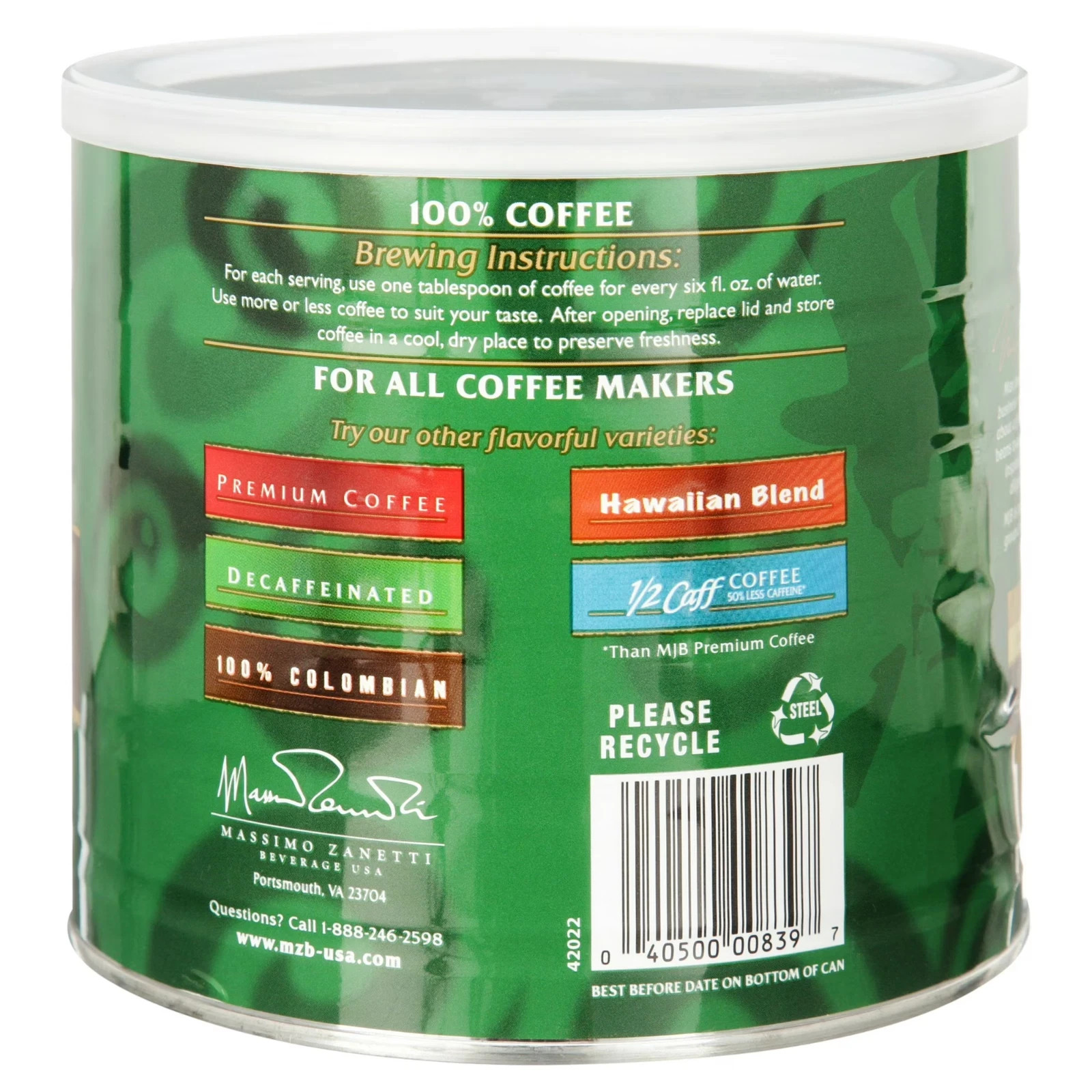 MJB European Ground Coffee, Dark Roast, 23 Ounce Can