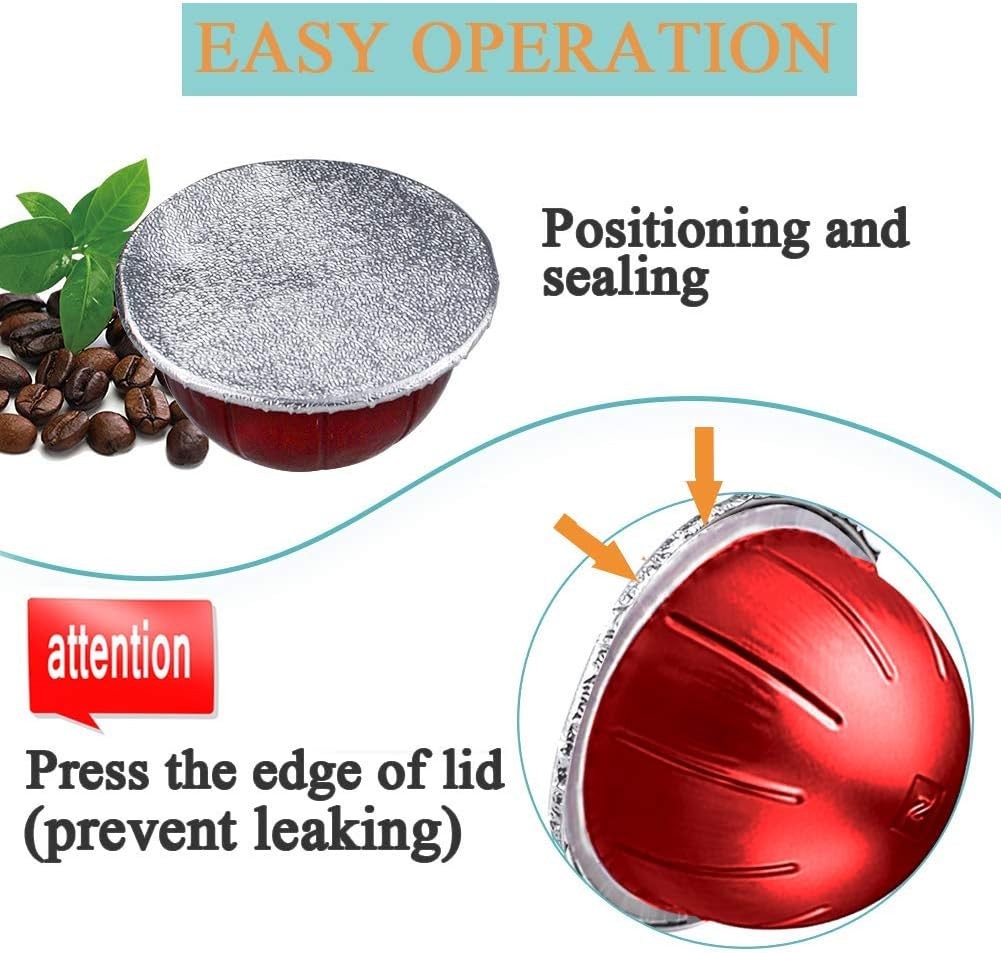 CAPMESSO Aluminum Foils Lids to Reuse Vertuoline Capsules 64mm for VertuoLine