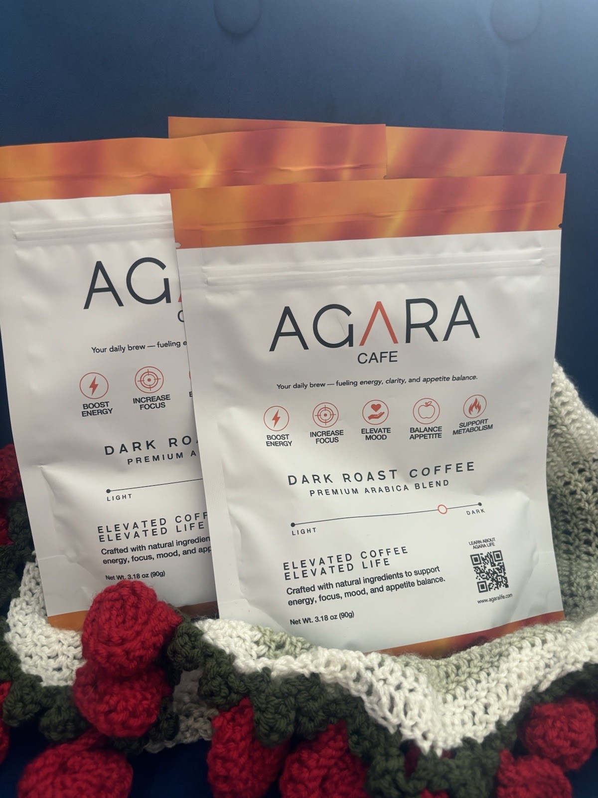 AGARA Cafe Dark Roast Premium Arabica Blend Ground Coffee 3.18 oz (90 g) 3PK