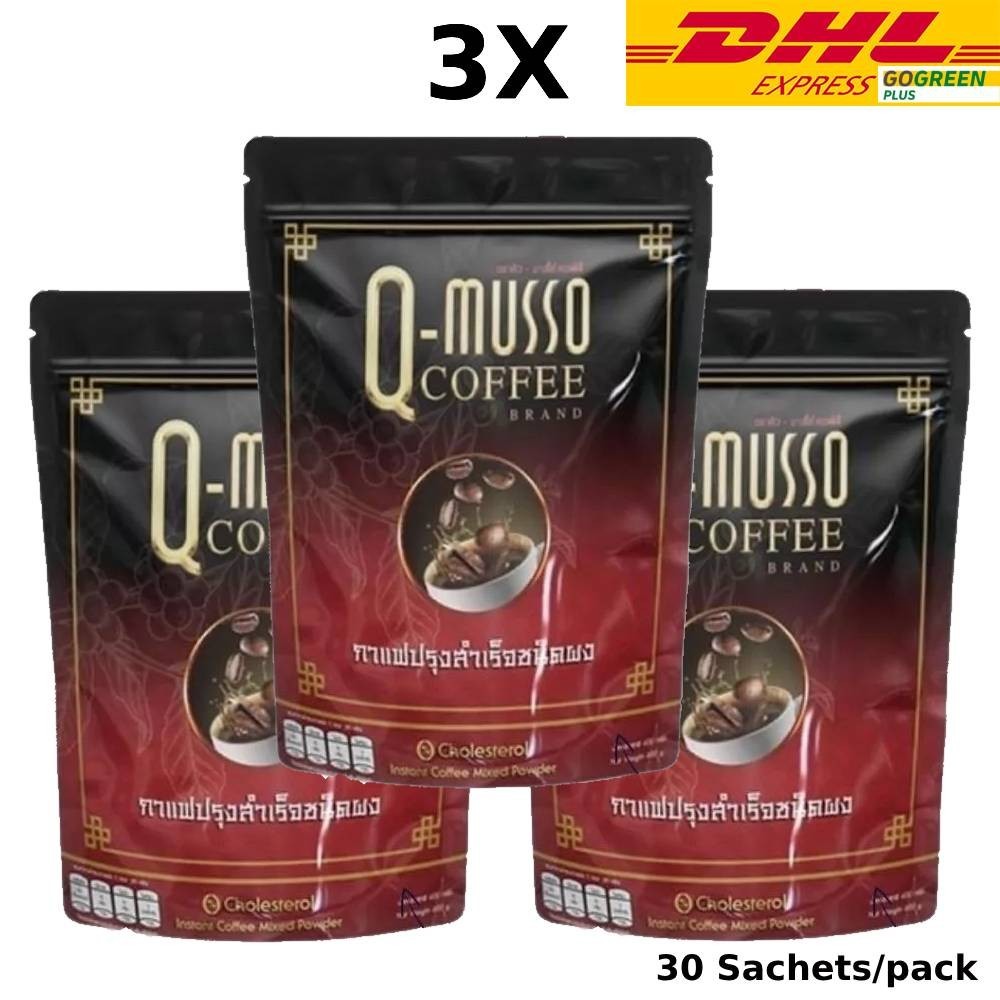 Q-musso Coffee Instant Mixed Powder 0% Cholesterol Healthy Thai Herbal 3 Packs