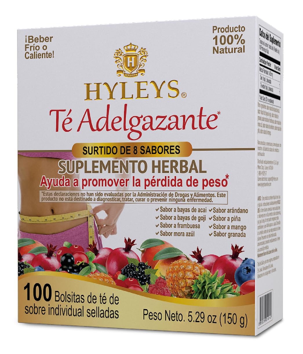 (2 PACK-BUNDLE) HYLEYS Slim Tea 9 Flavor Assortment 100 Ct Herba (200 TEA BAGS)