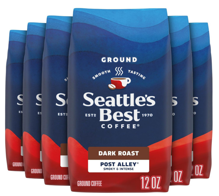 Seattle’s Best Coffee Post Alley Blend Dark Roast Ground Coffee,12Oz Bags(6 Pack
