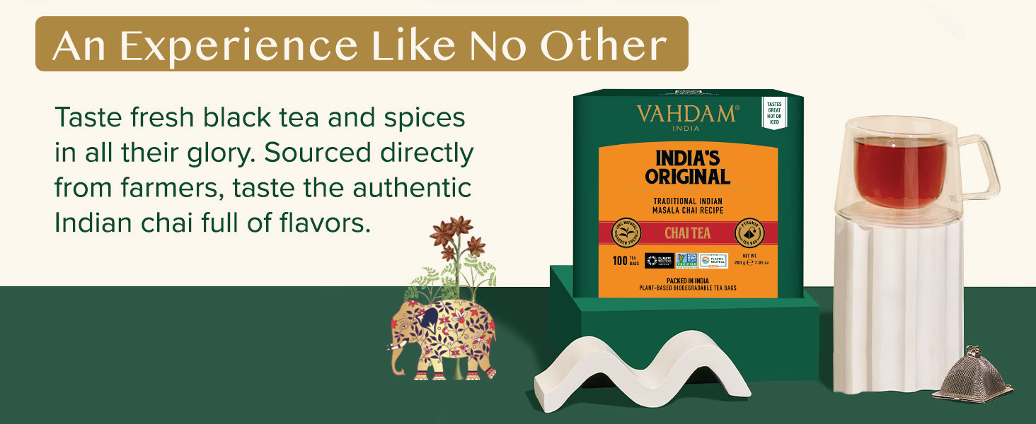 India’s Original Masala Chai Tea Bags (100 Count) No Added Flavoring | Blended