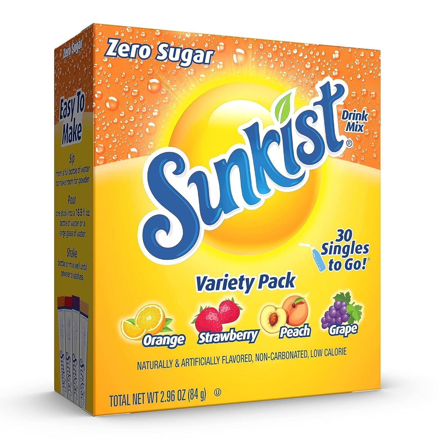30 Count Sunkist Soda Variety Pack – Orange, Grape, Strawberry & Peach Mixes