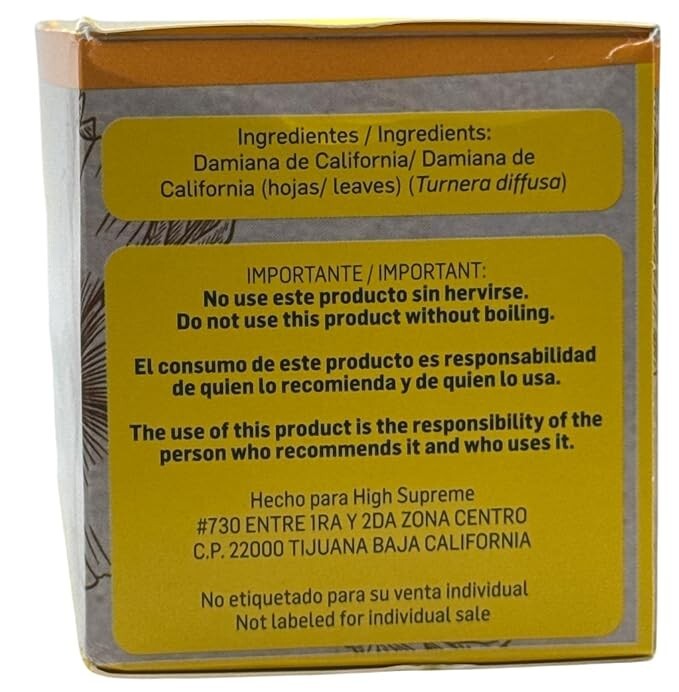 Damiana Herbal Tea – 100% Turnera diffusa – 25 Tea Bags – Natural Caffeine-Free