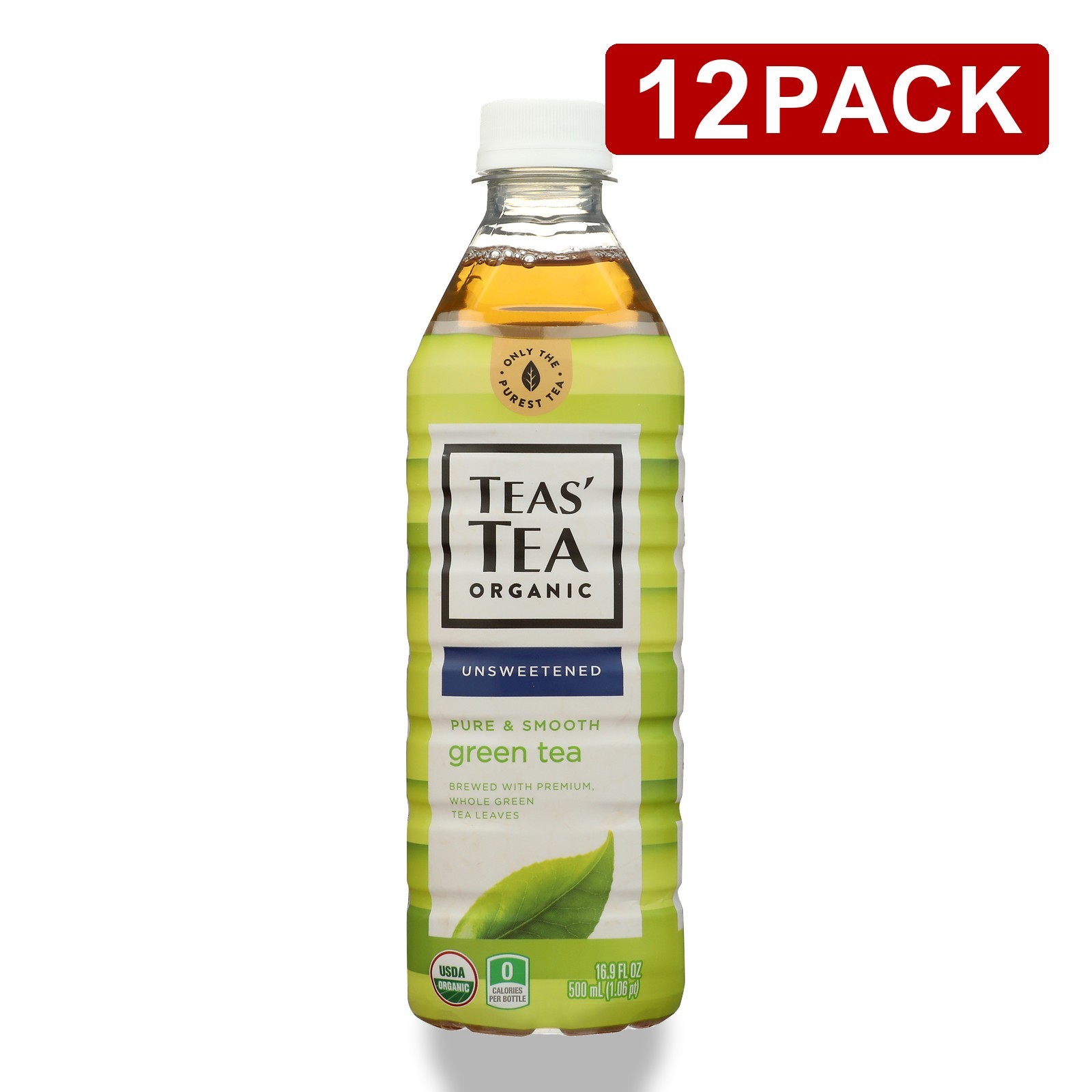 Teas’ Tea Unsweetened Organic Green 16.9 Oz Ready To Drink Fl 12 Pack