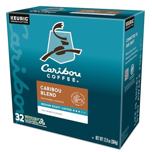 Caribou Coffee Caribou Blend Medium Roast K Cup Pods 32 Count Recyclable