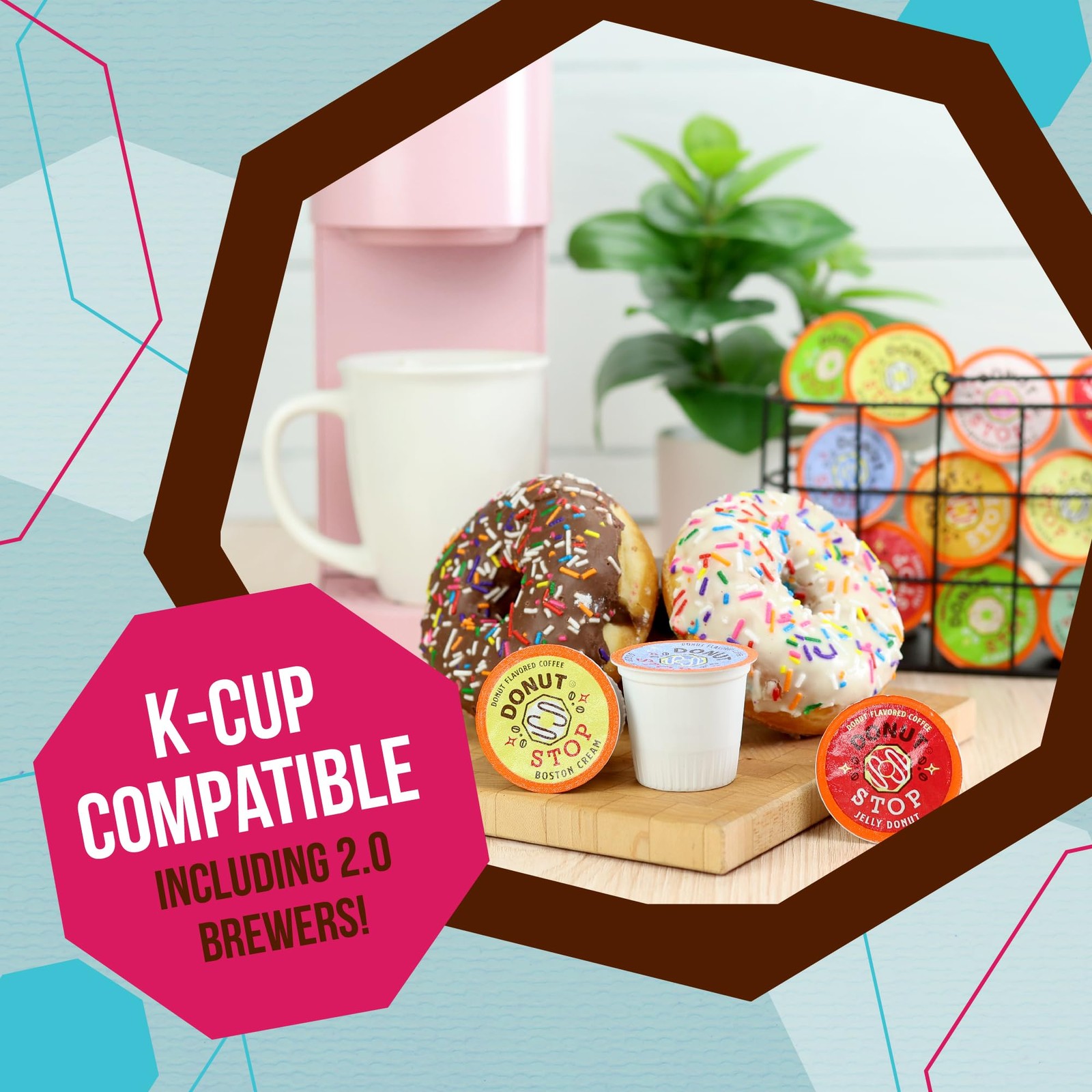 40 PCS Donut Flavor Coffee Pods Assorted Variety Pack Compatible Keurig 2.0