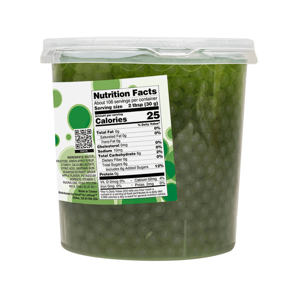 Tea Zone Green Apple Popping Pearls/Popping Boba (B2060, 7 lbs) for Boba Tea
