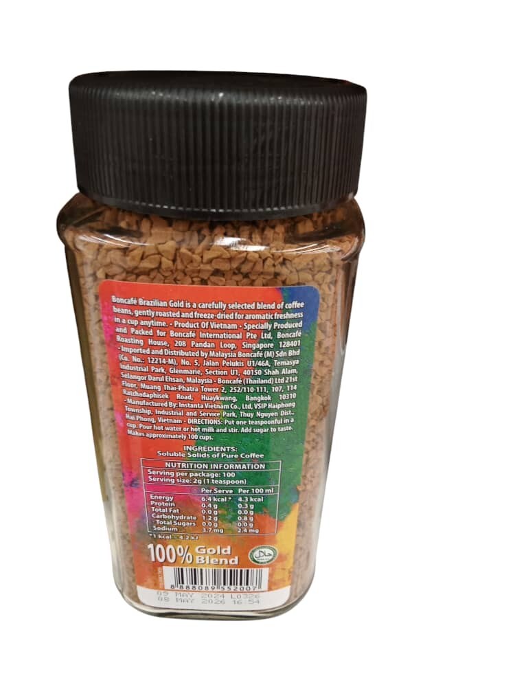 BONCAFE BRAZILIAN 100% GOLD BLEND AROMA FREEZE DRIED ( 200g )