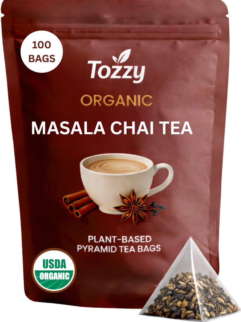 Organic Chai Tea Bags – 100 Count (Plant-Based Pyramid Tea Bags)