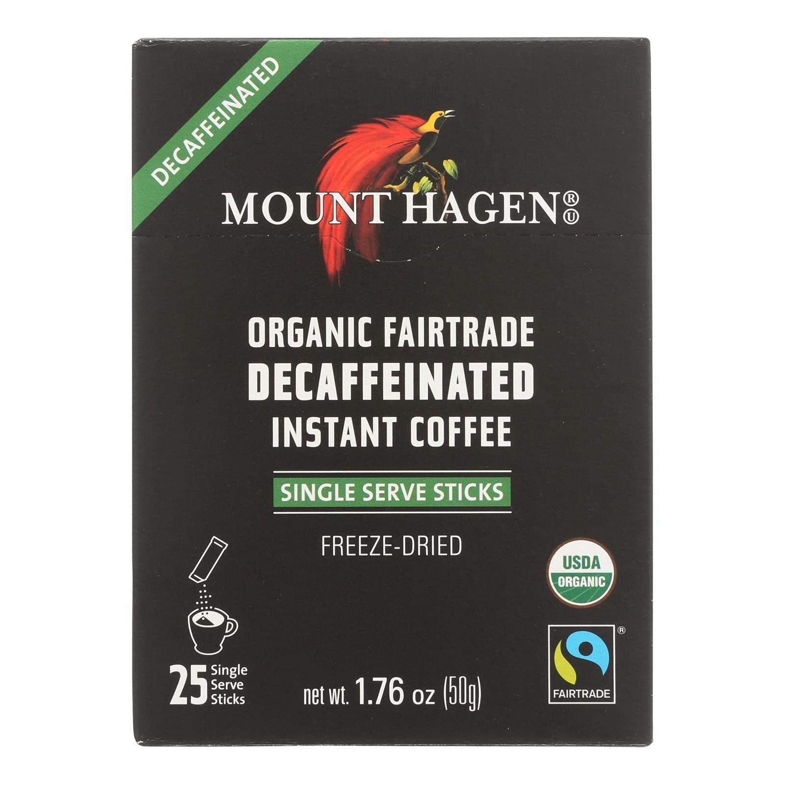 Mount Hagen – Organic Fairtrade Decaffeinated Instant Coffee 25ct – Case of 8-1.
