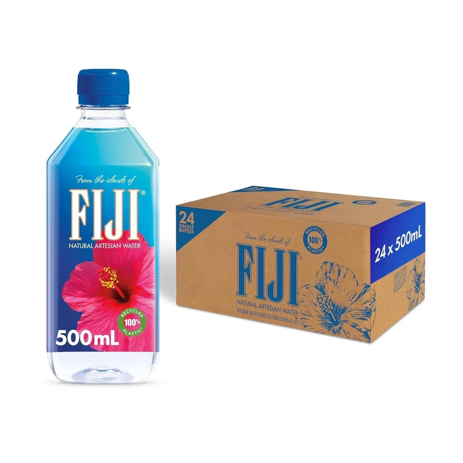 (24 Pack) FIJI Natural Artesian Water with Electrolytes and Minerals, 16.9 fl oz