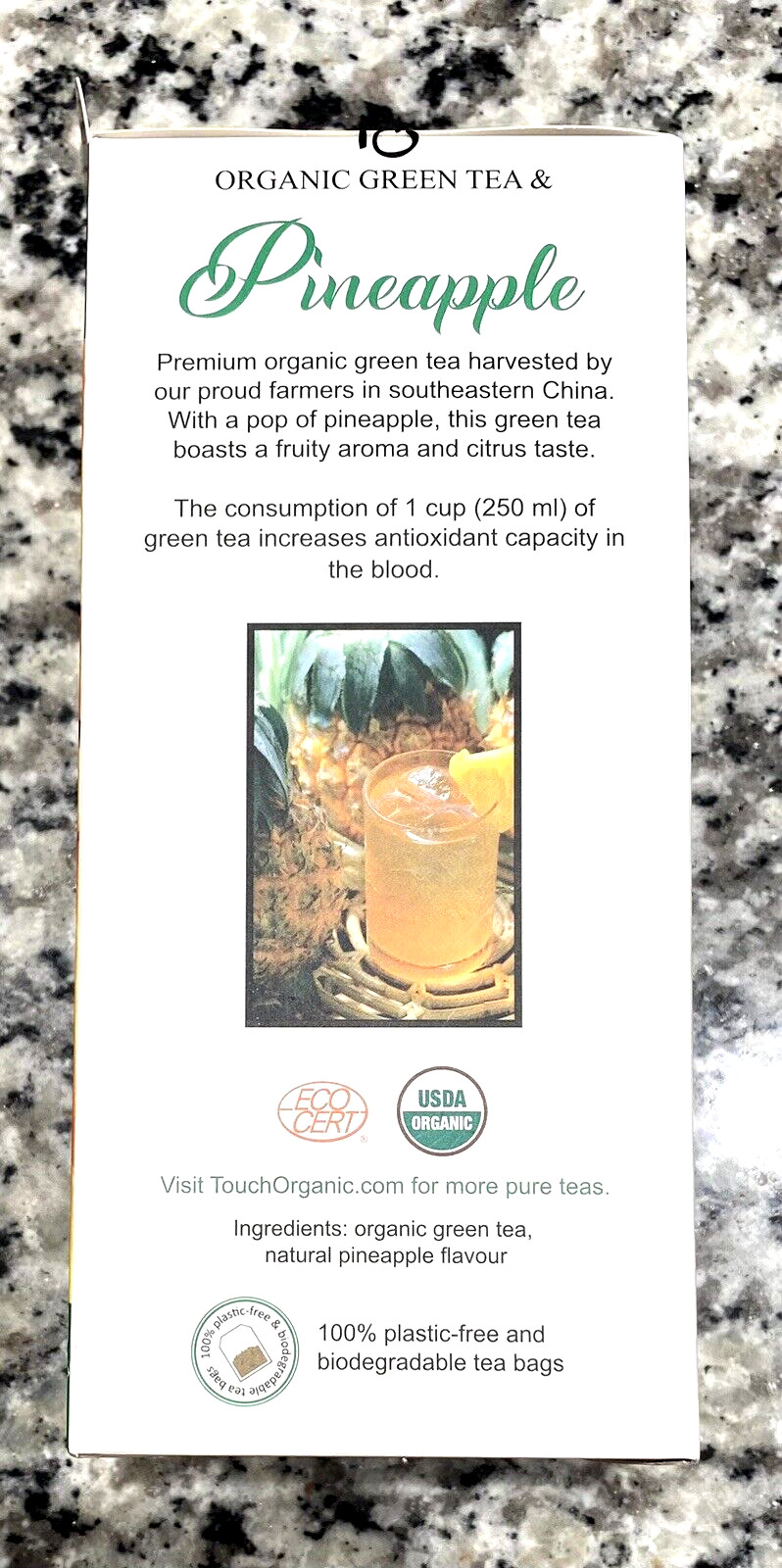Touch Organic PINEAPPLE GREEN Tea Bags, 40 Bags, 2.5 oz