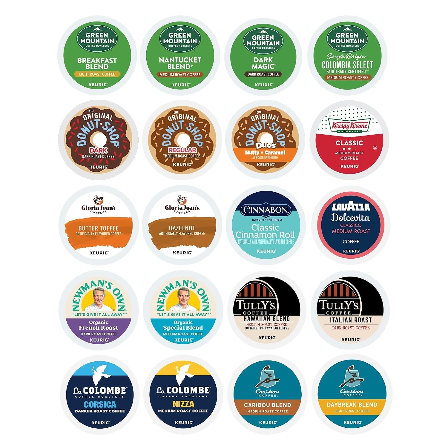 KEURIG 40 KCUP PODS COFFEE LOVERS COLLECTION CINNABON KRISPY KREME LAVAZZA NEW