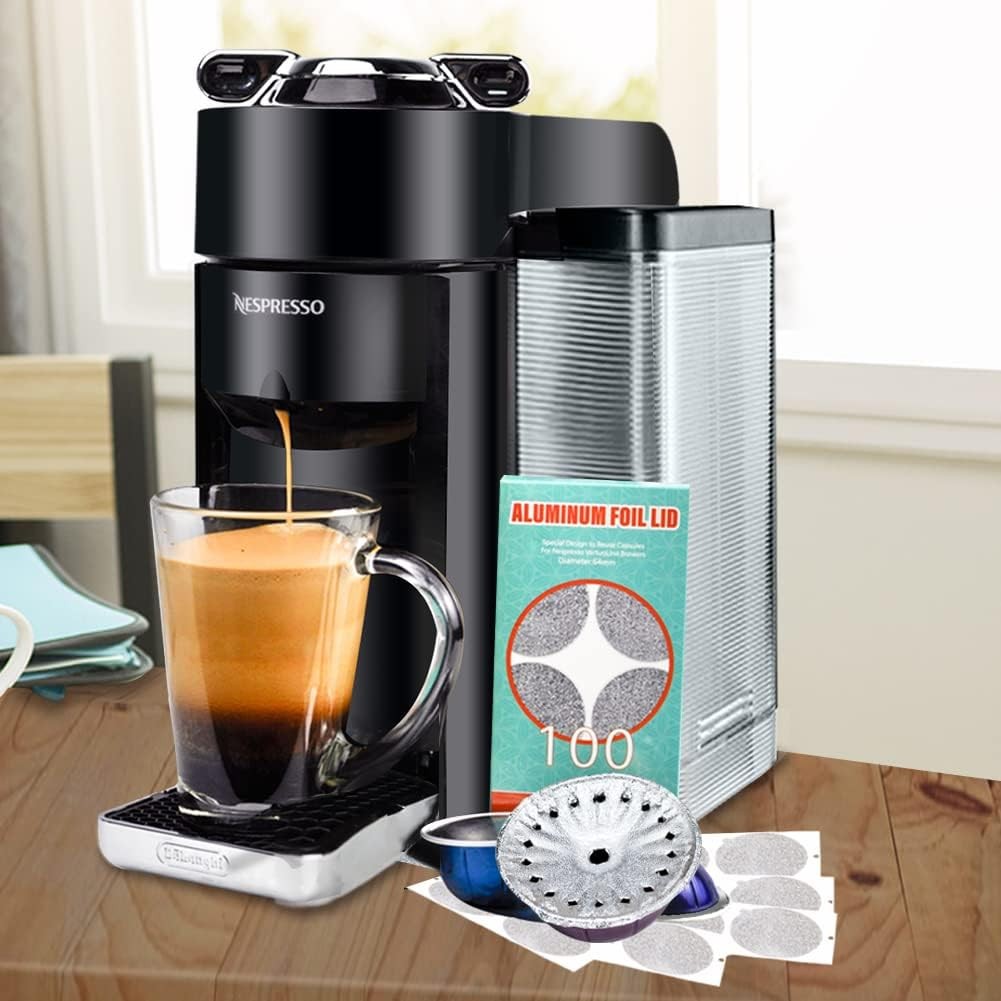 CAPMESSO Aluminum Foils Lids to Reuse Vertuoline Capsules 64mm for VertuoLine