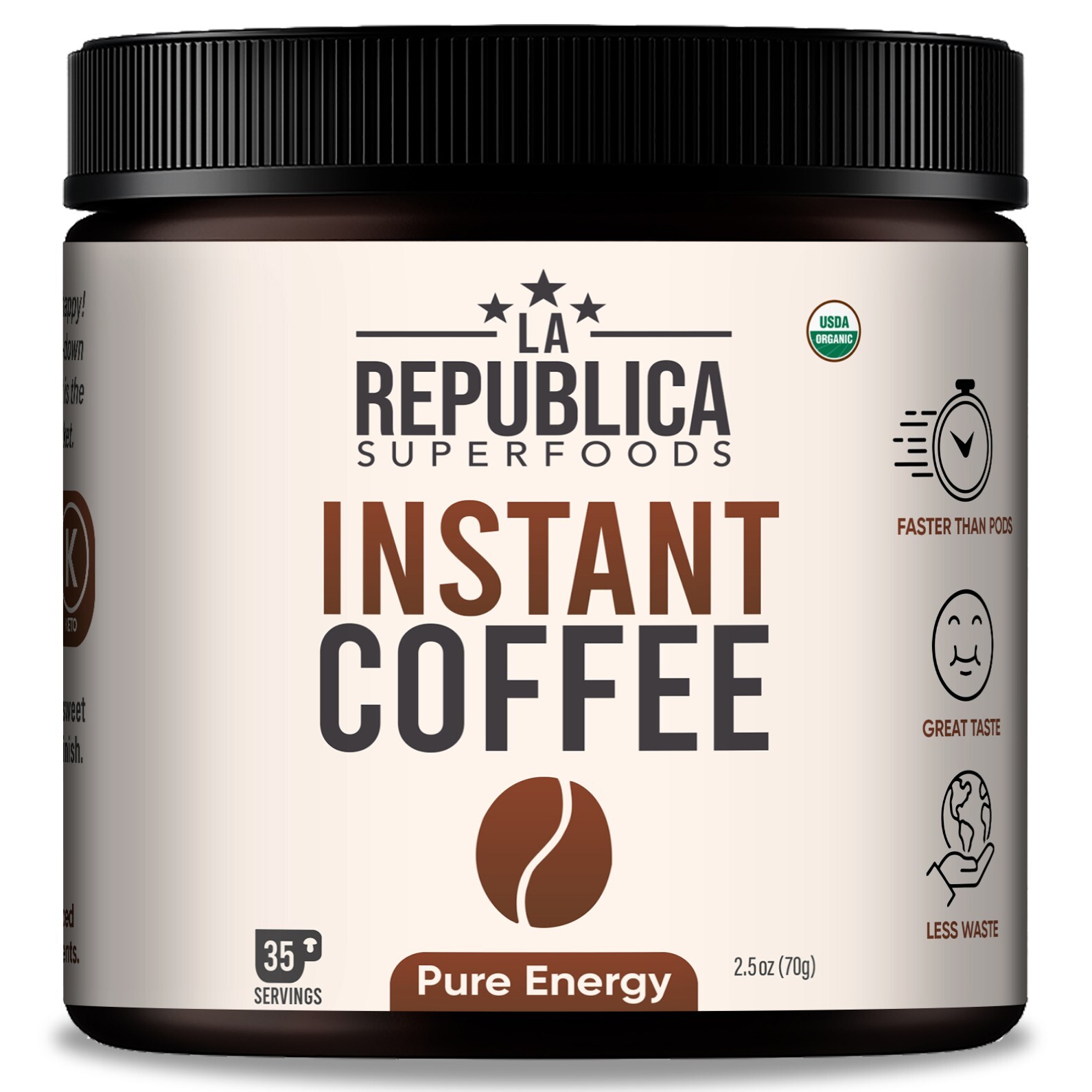 La Republica USDA Organic PURE ENERGY Instant Coffee Fair-Trade – Best Tasting!