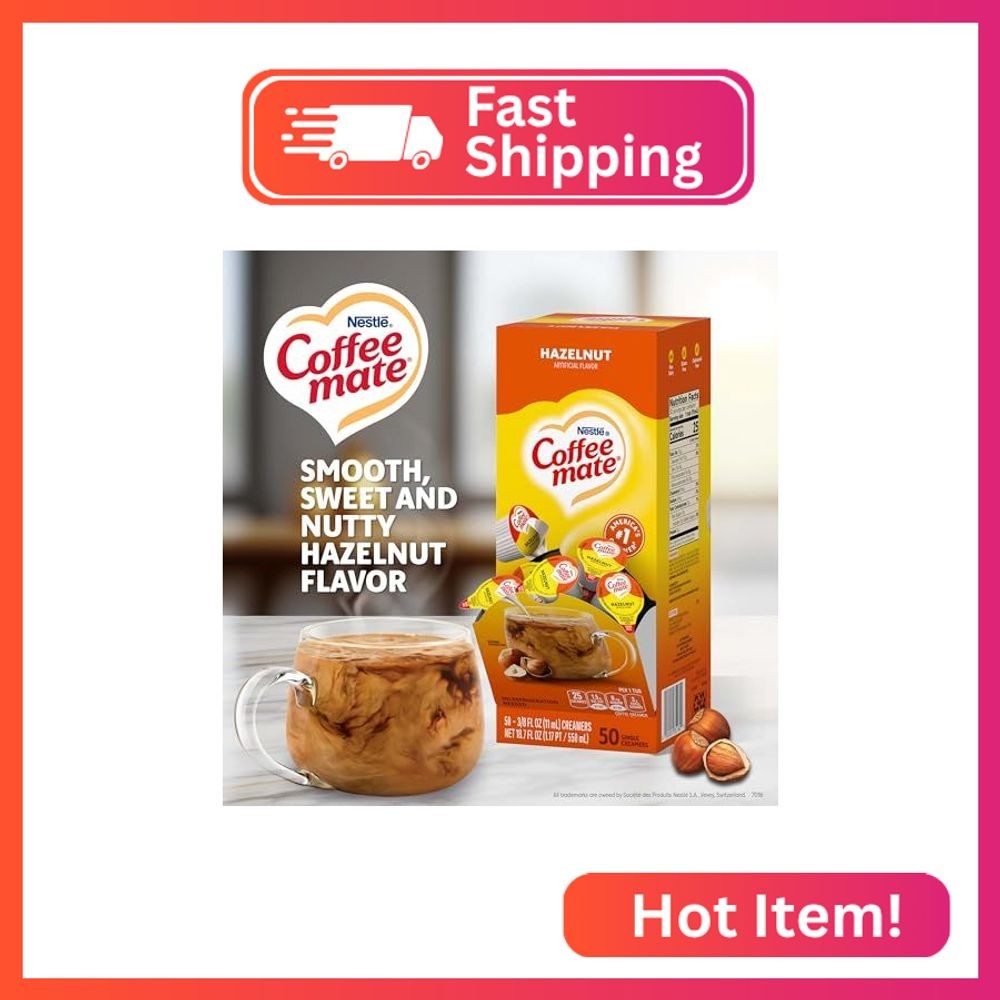 Nestle Coffee mate Hazelnut Non-Dairy Creamer Singles, 0.375 oz, 200-Pack