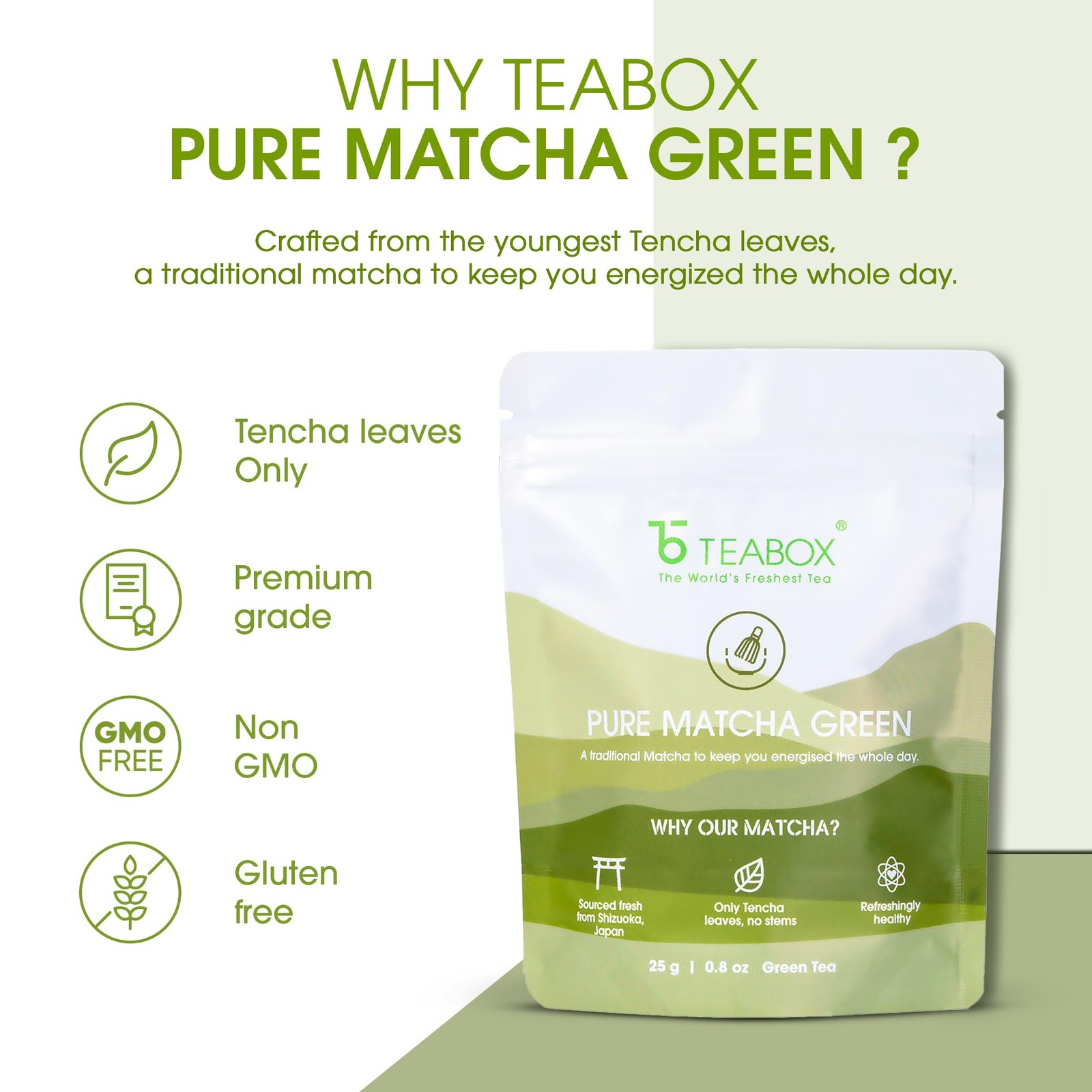 Teabox Matcha Green Tea Powder | 100% 25 Grams (Pack of 1), 25
