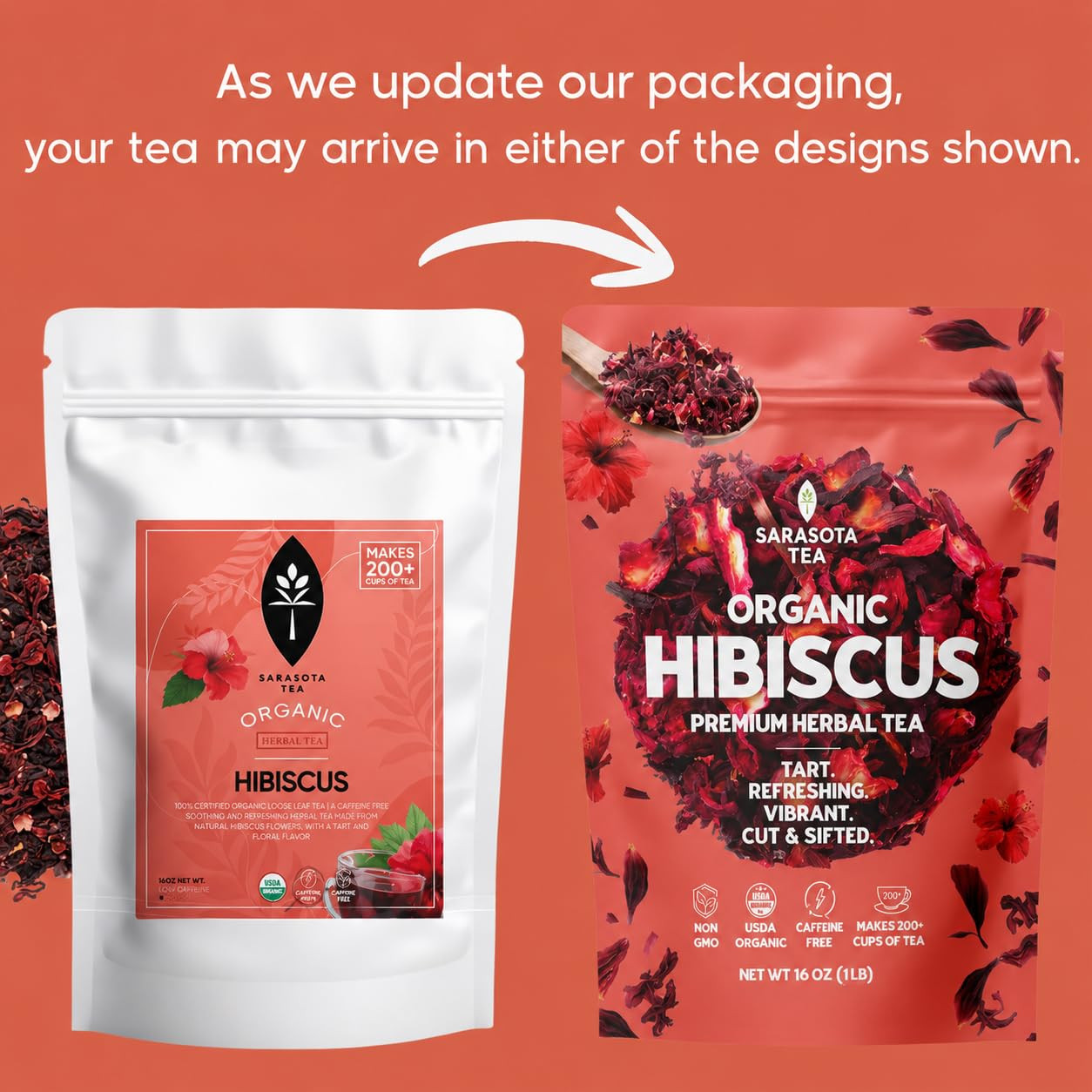 Organic Hibiscus Tea 1 Lb (16 Oz) – USDA Certified Organic Hibiscus Flowers, Cut