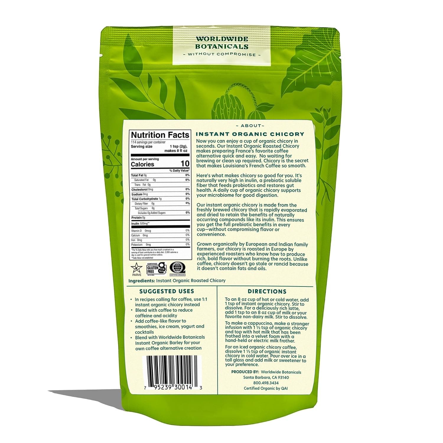 Instant Organic Chicory Root 114 servings – Caffeinefree Coffee Alternative …