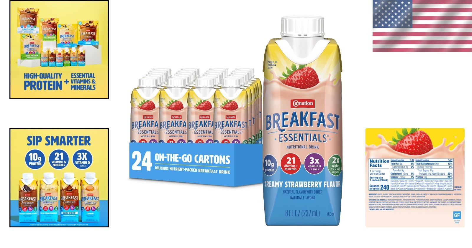 Ready-to-Drink Creamy Strawberry, 8 FL OZ Carton,8 Fl Oz Pack of 24