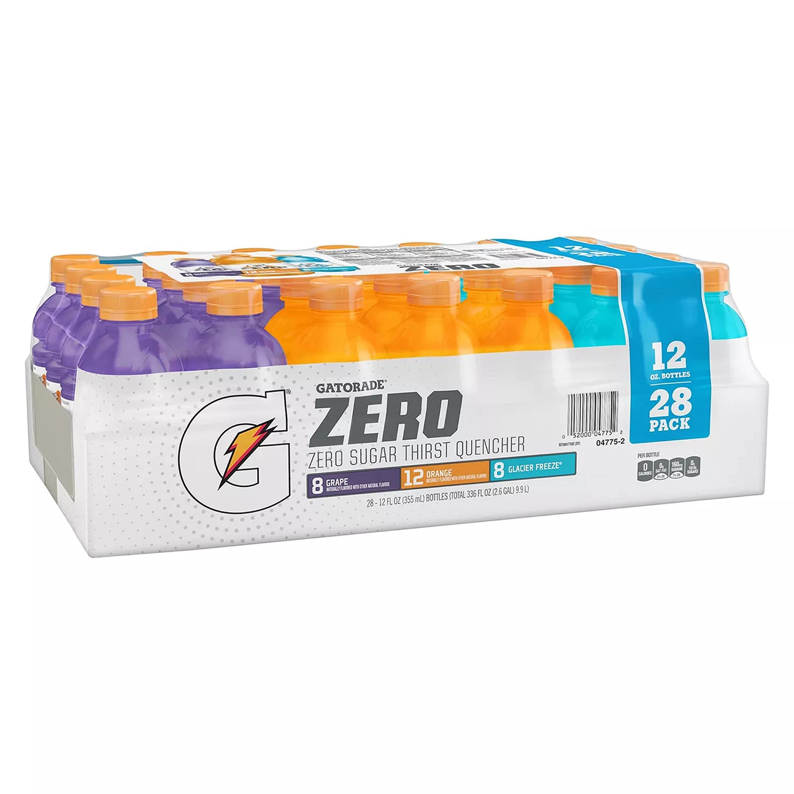Gatorade Zero Sugar 12oz Three Flavor Variety Orange, Glacier Freeze and Grape