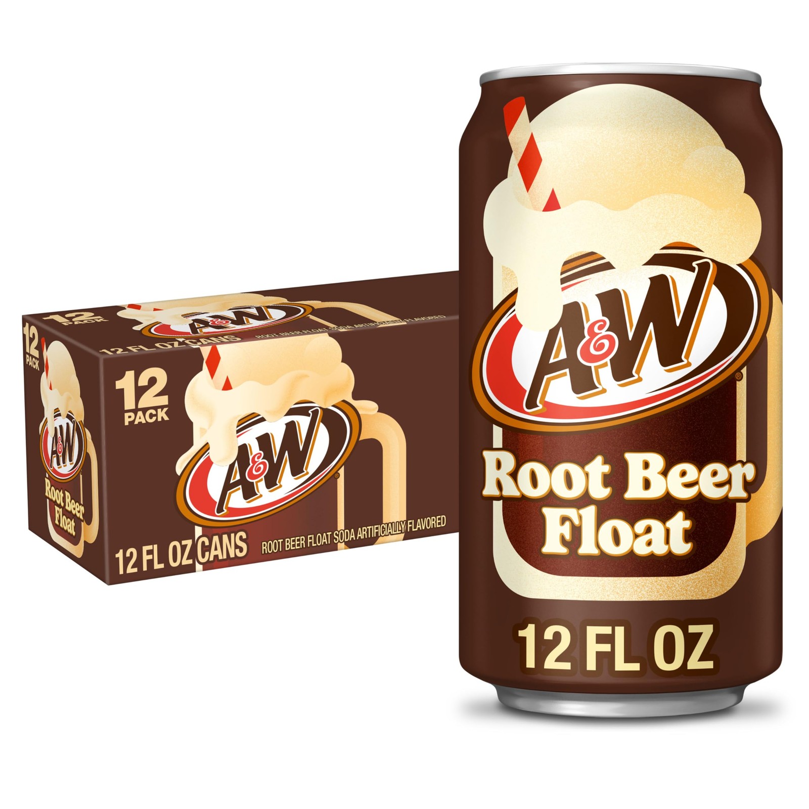 A&W Root Beer Float Soda, 12 fl oz, 12 Pack