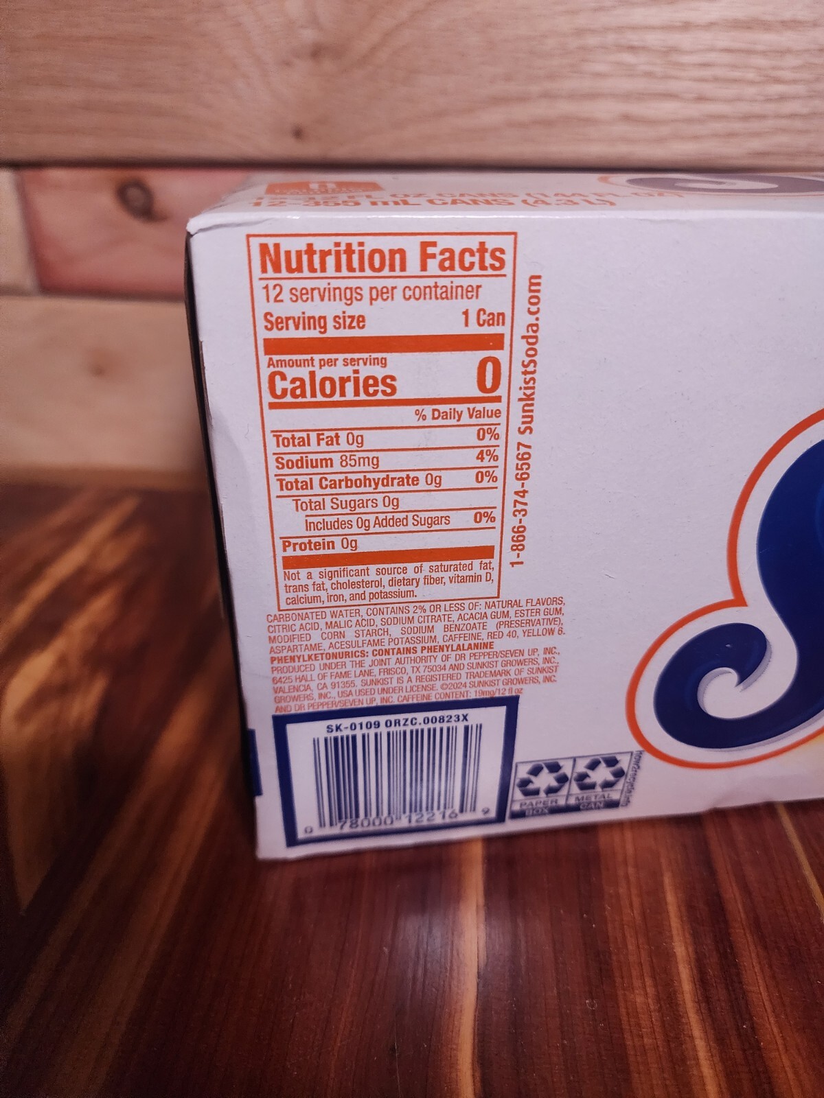 Sunkist Zero Sugar Orange Soda 12 oz Cans (Pack Of 12)