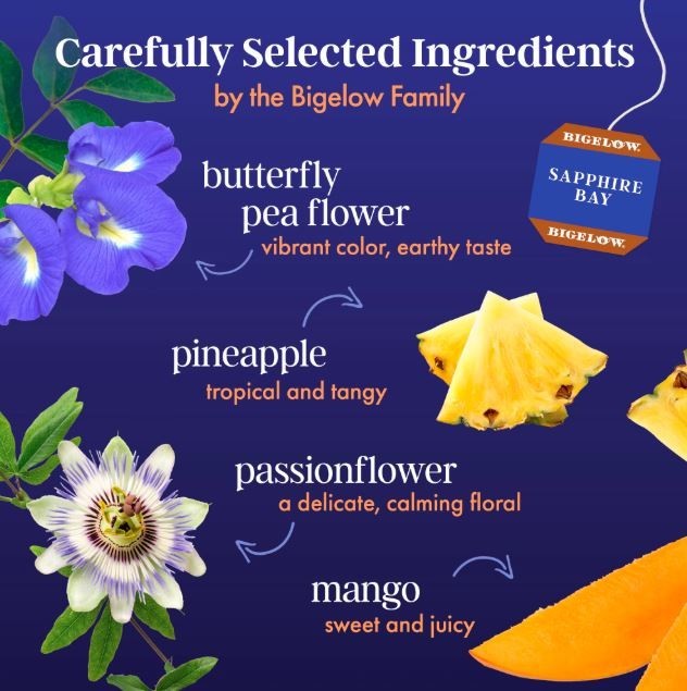 Bigelow Butterfly Pea Flower Sapphire Bay, Herbal Tea, Tea Bags, 18 Count