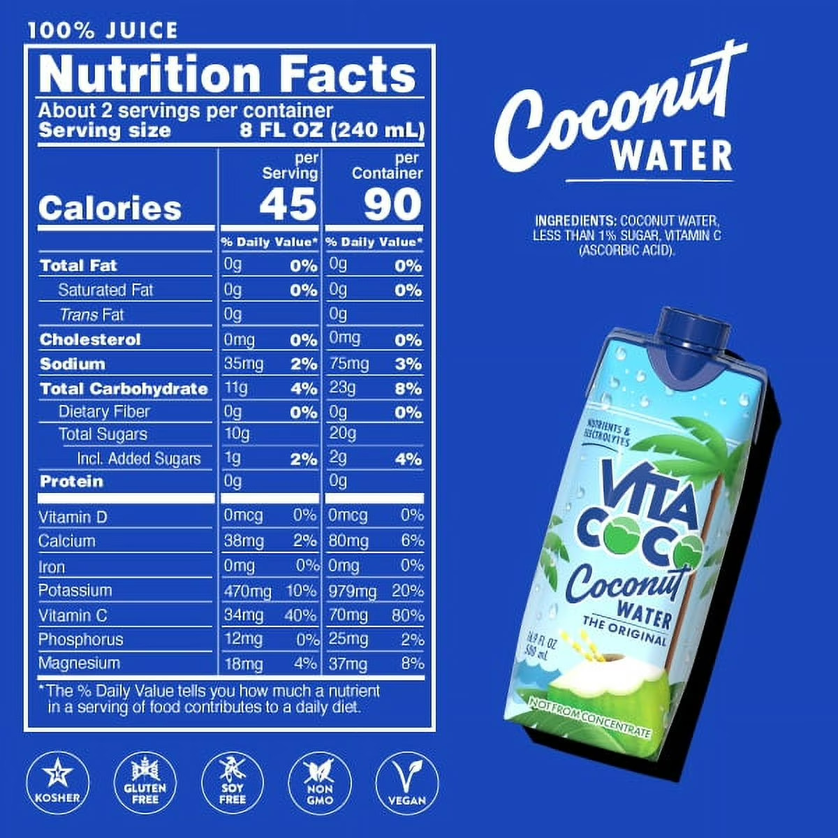 Vita Coco Pure Coconut Water – 12 PK, 16.9 FL OZ.