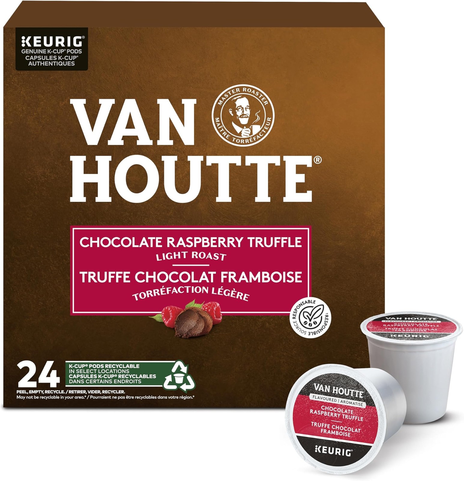 Van Houtte Raspberry Chocolate Truffle Coffee, K-Cup Portion Pack for Keurig …