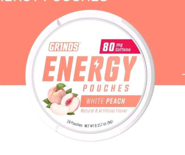 White Peach Container of Energy Grinds as Seen on Shark Tank New