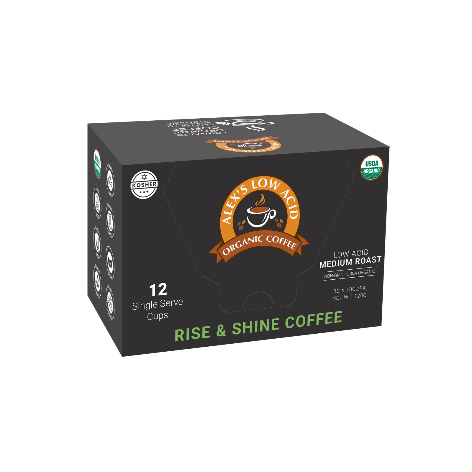 Alex’s Low Acid Organic Coffee K-Cups – Rise & Shine