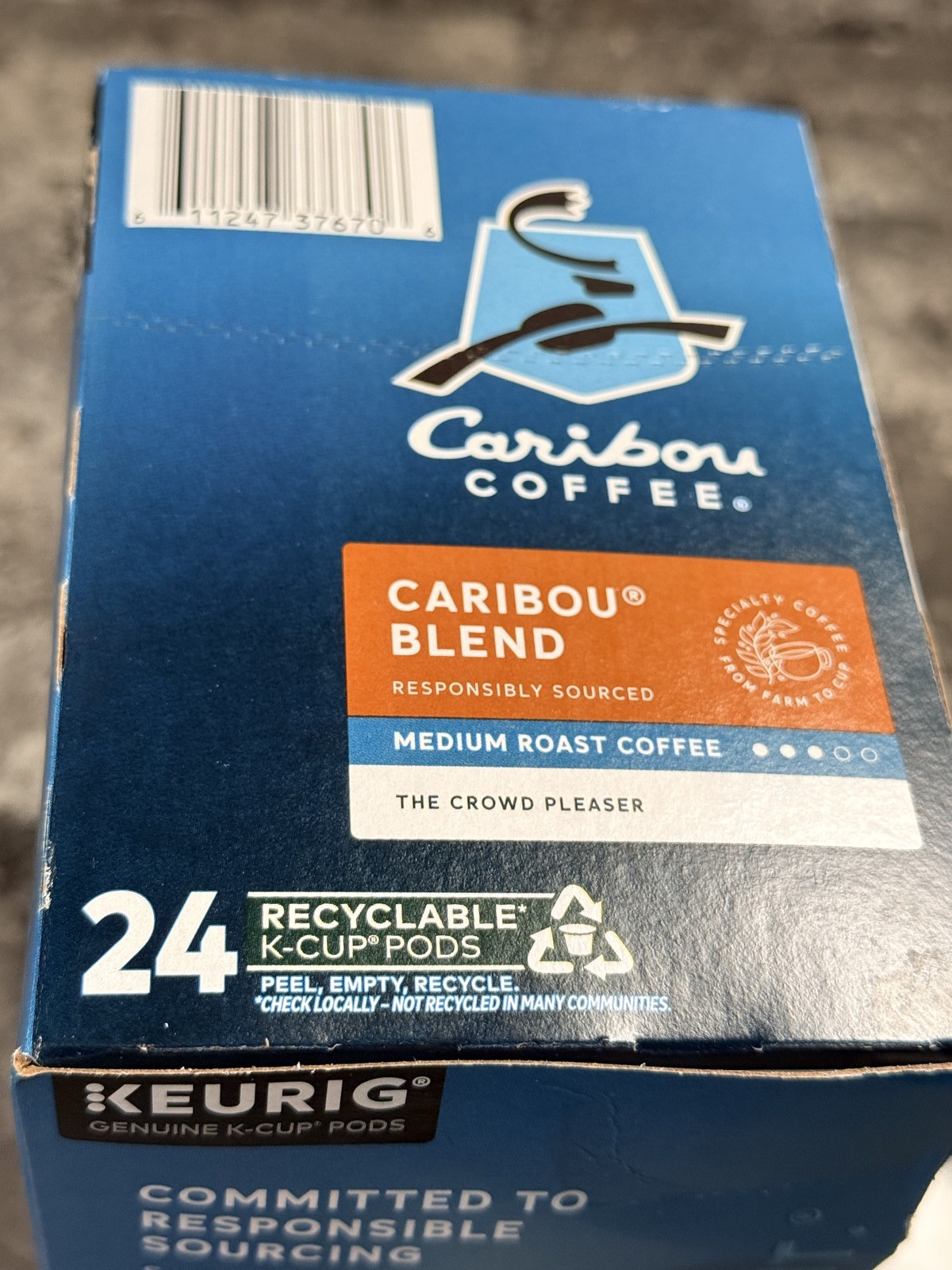 Caribou Coffee Caribou Blend K-Cup Pods Medium Roast 24 Count Keurig Recyclable
