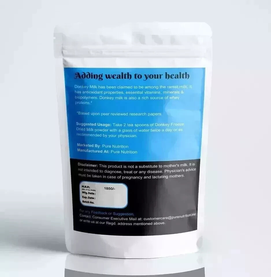 100% PURE NATURAL HERBS DONKEY MILK POWDER FREEZE DRIED 100 GRAM (3.5Oz)