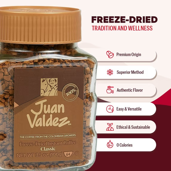 Juan Valdez Freeze Dried Instant Coffee 3.52 oz 4 Pack Classic Colombian