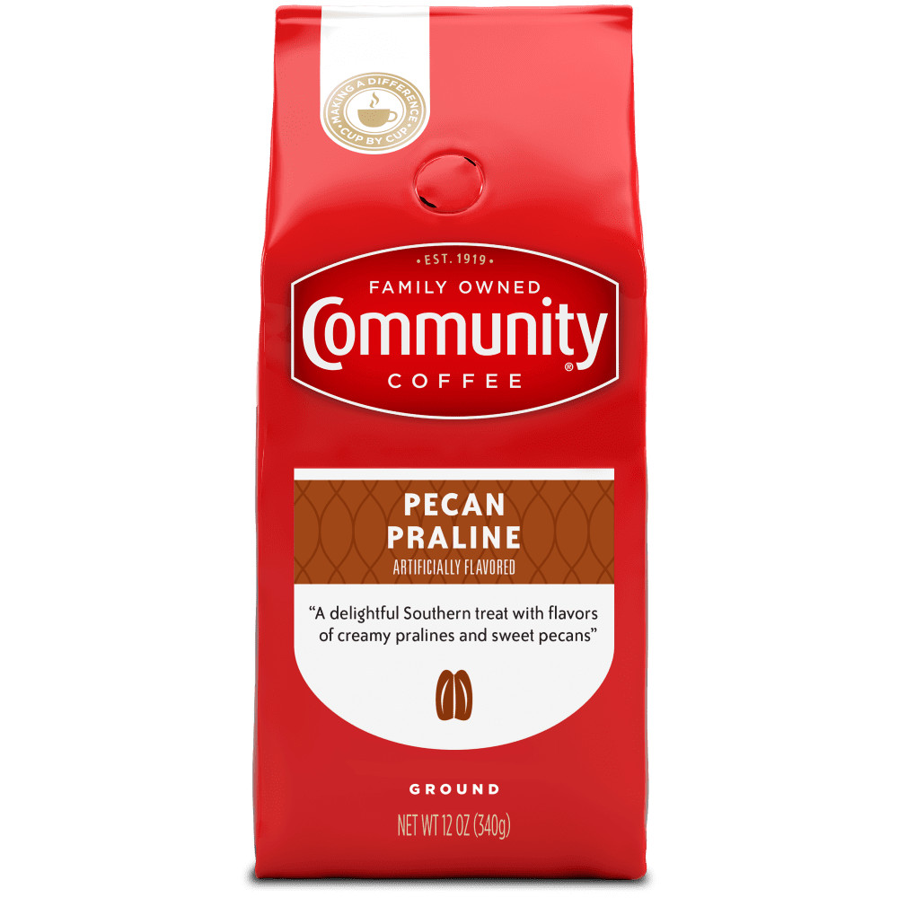 Community Coffee Pecan Praline Medium Roast Ground 12 oz Gable Top USA Free ship