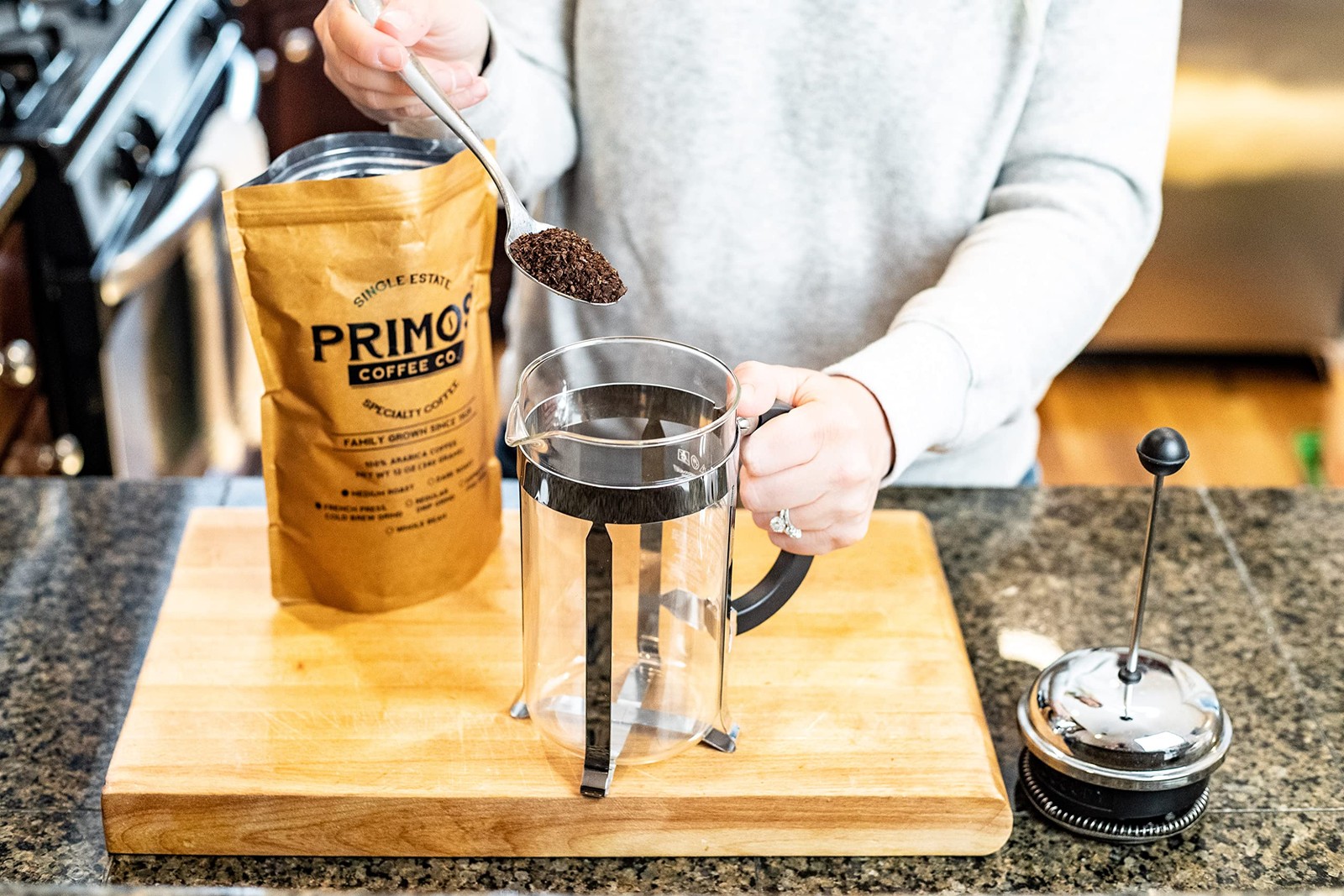 French Press Specialty Coffee, Coarse Ground, Primos 12 Ounce (Pack of 1)