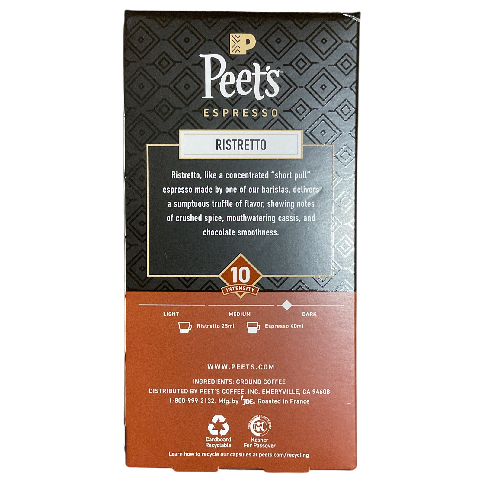 Peet’s Espresso Dark Roast Ristretto | Intensity 10 | 9 Aluminum Capsules