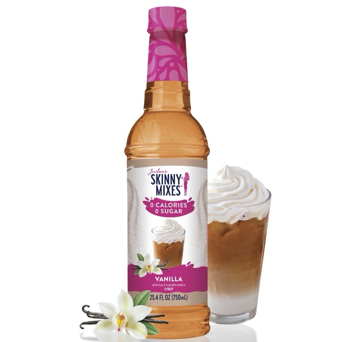 Jordan’s Skinny Mixes Vanilla Coffee Flavoring Syrup, Sugar Free, 0 Cal, 750mL