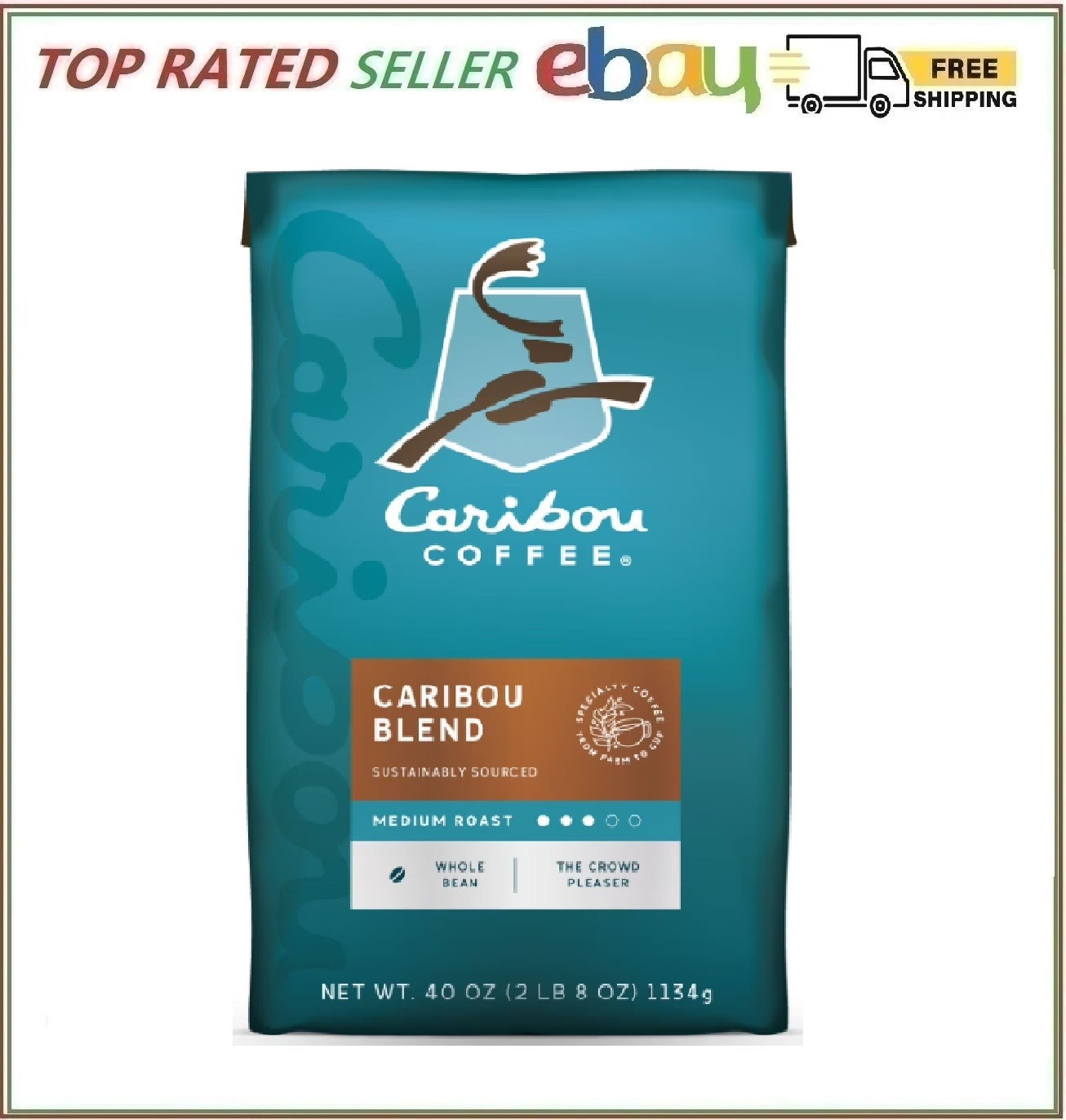 Caribou Coffee Whole Bean, Caribou Blend , 40 Oz.