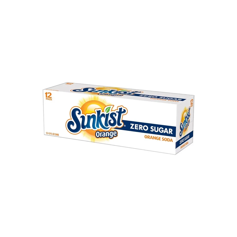 Sunkist Zero Sugar Orange Soda Pop (12 fl oz 12 Pack Cans)@@