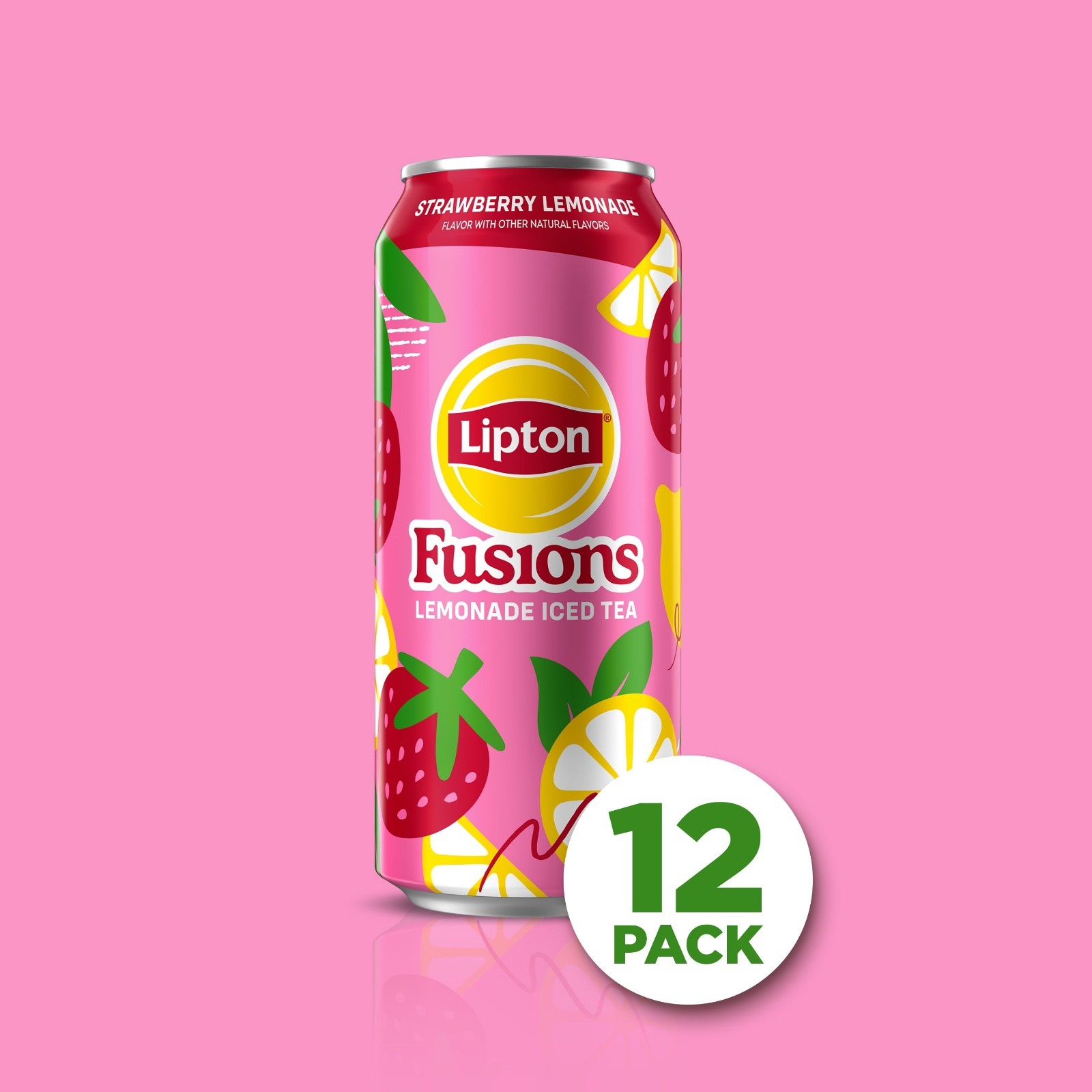 Lipton Fusions, Strawberry Lemonade & Iced Tea, 16 Fl Oz Cans (Pack of 12)